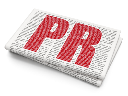 Advertising concept: Pixelated red text PR on Newspaper background Advertising concept: Pixelated red text PR on Newspaper background