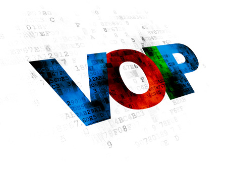 Web development concept: Pixelated multicolor text VOIP on Digital backgroundの写真素材