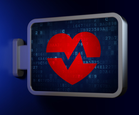 Medicine concept: Heart on advertising billboard background, 3d renderの写真素材
