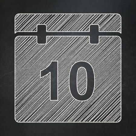 Time concept: Calendar icon on Black chalkboard backgroundの写真素材