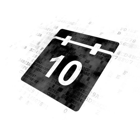 Time concept: Pixelated black Calendar icon on Digital backgroundの写真素材