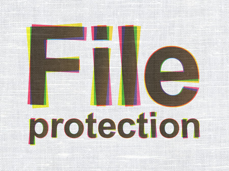 Protection concept: CMYK File Protection on linen fabric texture backgroundの写真素材