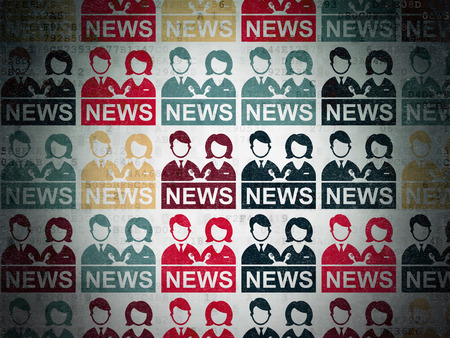 News concept: Painted multicolor Anchorman icons on Digital Paper backgroundの写真素材