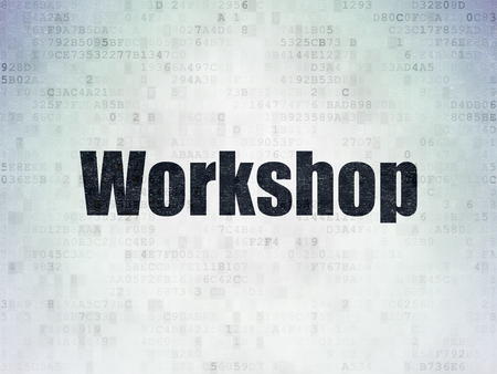 Studying concept: Painted black word Workshop on Digital Paper backgroundの写真素材