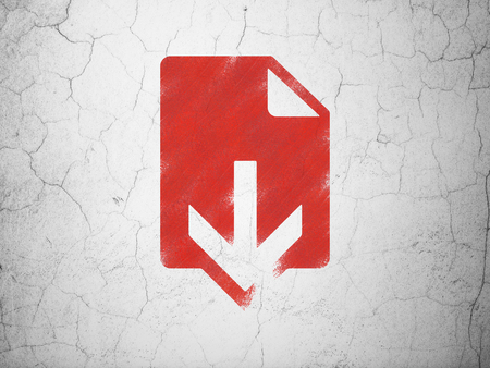Web design concept: Red Download on textured concrete wall backgroundの写真素材