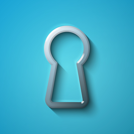 Protection concept: flat metallic Keyhole icon, transparent shadow on Blue background, vector illustrationのイラスト素材