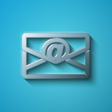 Finance concept: flat metallic Email icon, transparent shadow on Blue backgroundのイラスト素材