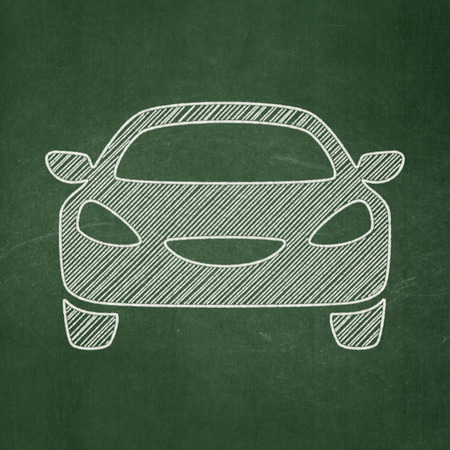 Travel concept: Car icon on Green chalkboard backgroundの写真素材