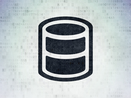 Software concept: Painted black Database icon on Digital Data Paper backgroundの写真素材