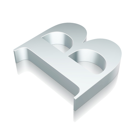 Alphabet collection: 3d metallic character B with reflection on White backgroundのイラスト素材
