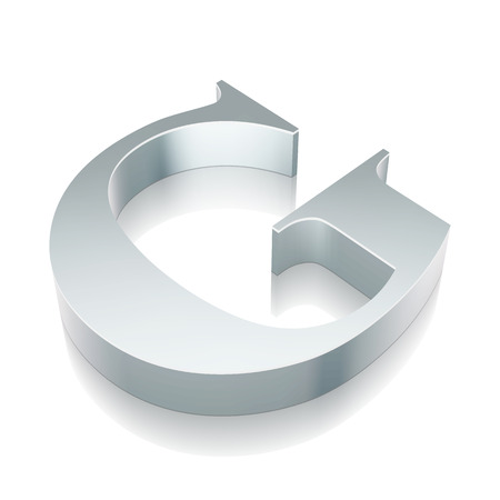 Alphabet collection: 3d metallic character G with reflection on White backgroundのイラスト素材