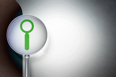 Web design concept: magnifying optical glass with Search icon on digital background, empty copyspace for card, text, advertising, 3D renderingの写真素材