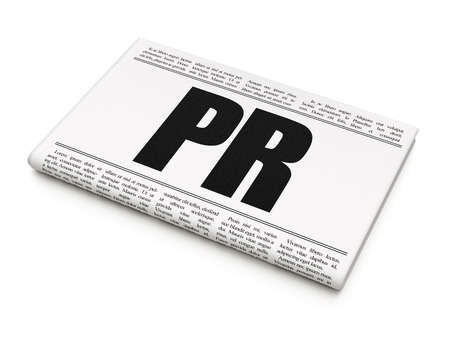 Advertising concept: newspaper headline PR on White background, 3D renderingの写真素材
