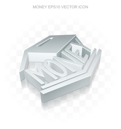 Currency icon: Flat metallic 3d Money Box, transparent shadow on light backgroundのイラスト素材