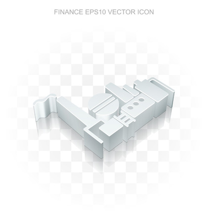 Finance icon: Flat metallic 3d Oil And Gas Indusry, transparent shadow on light backgroundのイラスト素材