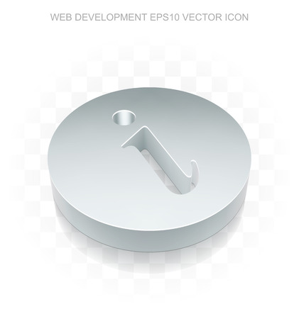Web development icon: Flat metallic 3d Information, transparent shadow on light backgroundのイラスト素材