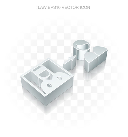 Law icon: Flat metallic 3d Criminal Freed, transparent shadow on light backgroundのイラスト素材