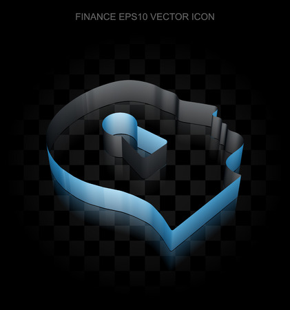 Finance icon: Blue 3d Head With Keyhole made of paper tape on black background, transparent shadow, EPS 10 vector illustration.のイラスト素材