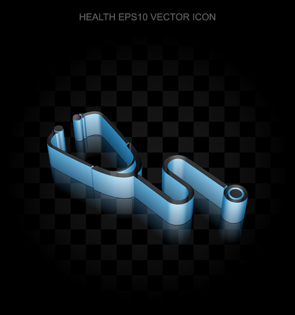 Healthcare icon: Blue 3d Stethoscope made of paper tape on black background, transparent shadow, EPS 10 vector illustration.のイラスト素材