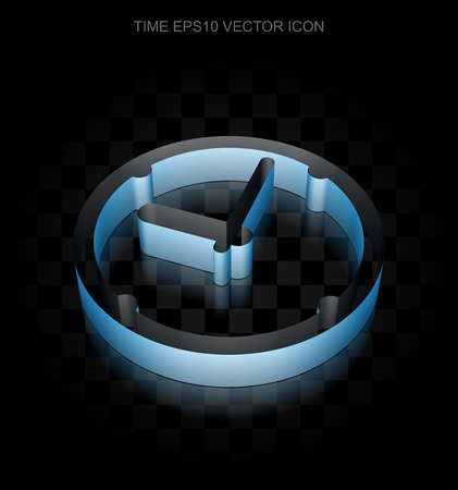 Timeline icon: Blue 3d Clock made of paper tape on black background, transparent shadow, EPS 10 vector illustration.のイラスト素材
