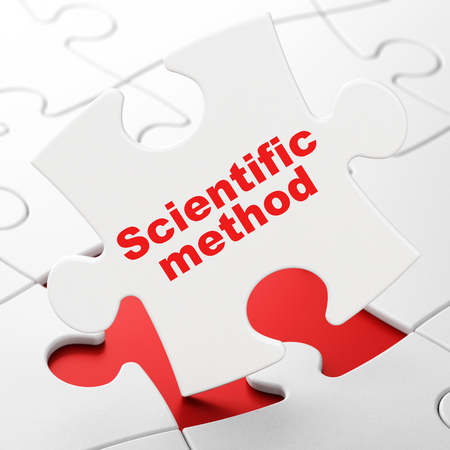 Science concept: Scientific Method on White puzzle pieces background, 3D renderingの写真素材