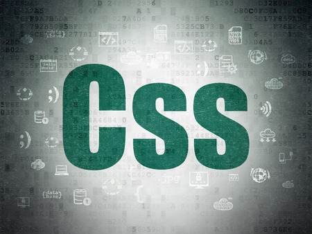 Programming concept: Painted green text Css on Digital Data Paper background with  Hand Drawn Programming Iconsの写真素材