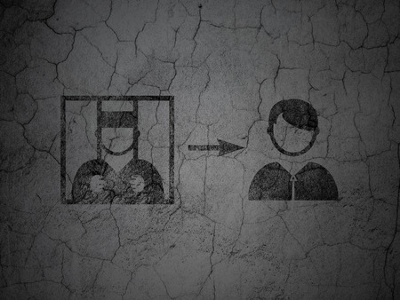 Law concept: Black Criminal Freed on grunge textured concrete wall background