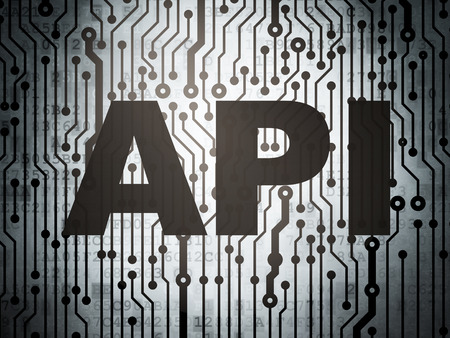 Programming concept: circuit board with  word Api, 3D renderingの写真素材