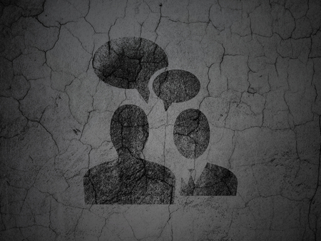 Business concept: Black Business Meeting on grunge textured concrete wall backgroundの写真素材