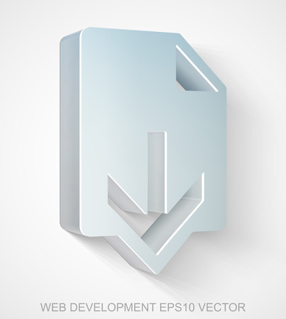 Web development icon: extruded Metallic Download with transparent shadowのイラスト素材