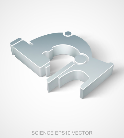 Science icon: extruded Metallic Microscope with transparent shadowのイラスト素材