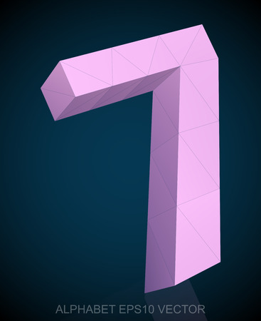 Abstract Pink 3D polygonal number 7 with reflection.のイラスト素材