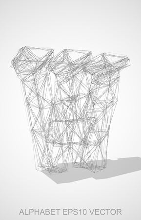 Abstract illustration of a Pencil sketched lowercase letter W with Transparent Shadow. Hand drawn 3D W for your design. EPS 10 vector illustration.のイラスト素材