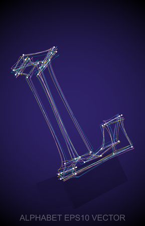 Abstract illustration of a Multicolor sketched uppercase letter L with Reflection.のイラスト素材