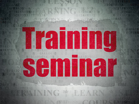 Education concept: Painted red text Training Seminar on Digital Data Paper background with   Tag Cloudの写真素材