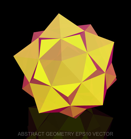 Abstract geometry: low poly Yellow Dodecahedron. 3D polygonal object, EPS 10, vector illustration.のイラスト素材