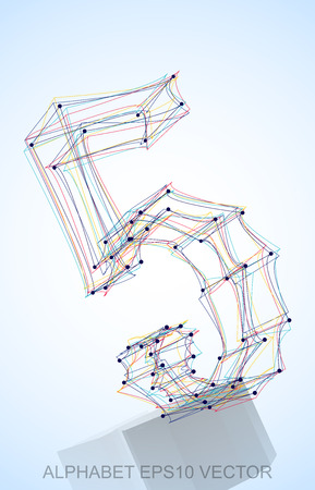 Abstract illustration of a Multicolor sketched 5 with Reflection. Hand drawn 3D 5 for your designのイラスト素材