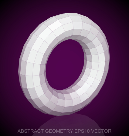 Abstract geometry: low poly White Torus. 3D polygonal object, EPS 10, vector illustration.のイラスト素材