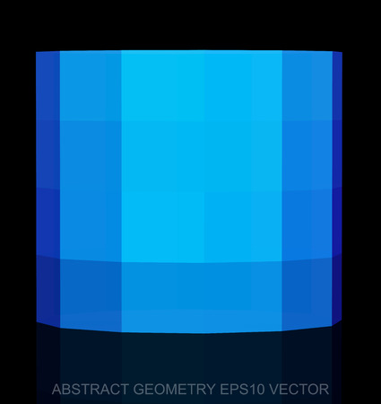 Abstract geometry: low poly Blue Cylinder. 3D polygonal object,   vector illustration.のイラスト素材