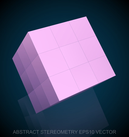 Abstract geometry: low poly Pink Cube. 3D polygonal object, vector illustration.のイラスト素材