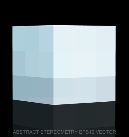 Abstract geometry: low poly White Cube. 3D polygonal object, EPS 10, vector illustration.のイラスト素材