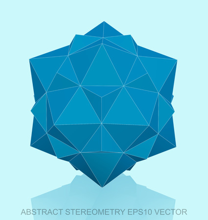 Abstract geometry: low poly Blue Dodecahedron. 3D polygonal object, EPS 10, vector illustration.のイラスト素材