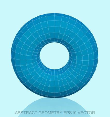 Abstract stereometry: low poly Blue Torus. 3D polygonal object, EPS 10, vector illustration.のイラスト素材