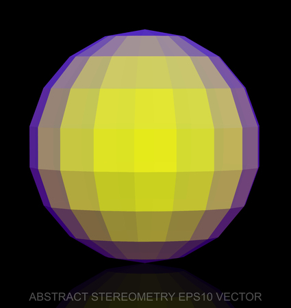 Abstract geometry: low poly Yellow Sphere. 3D polygonal object, EPS 10, vector illustration.のイラスト素材