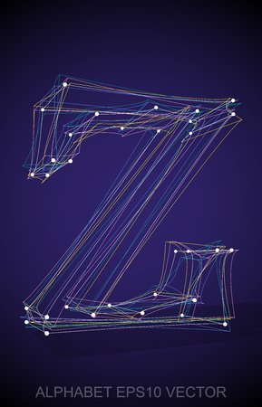 Abstract illustration of a Multicolor sketched Z with Transparent Shadow. Hand drawn 3D Z for your design. EPS 10 vector illustration.のイラスト素材