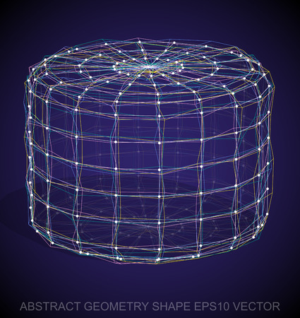 Abstract geometry shape: Multicolor sketched Cylinder with Transparent Shadow. Hand drawn 3D polygonal Cylinder. EPS 10, vector illustration.のイラスト素材