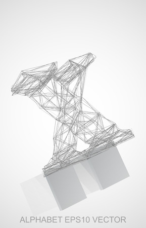 Abstract illustration of a Pencil sketched X with Reflection. Hand drawn 3D X for your design.のイラスト素材