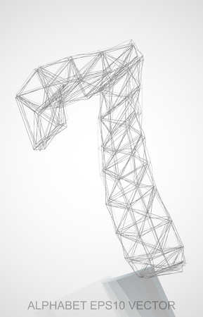 Abstract illustration of a Pencil sketched 7 with Reflection. Hand drawn 3D 7 for your design.のイラスト素材
