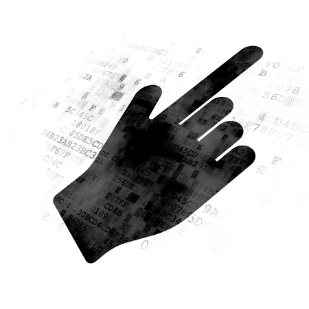 Marketing concept: Pixelated black Mouse Cursor icon on Digital backgroundの写真素材