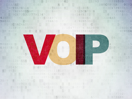 Web development concept: Painted multicolor text VOIP on Digital Data Paper backgroundの写真素材